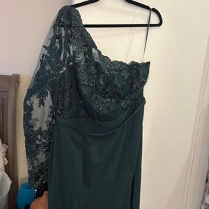 Dark green evening gown